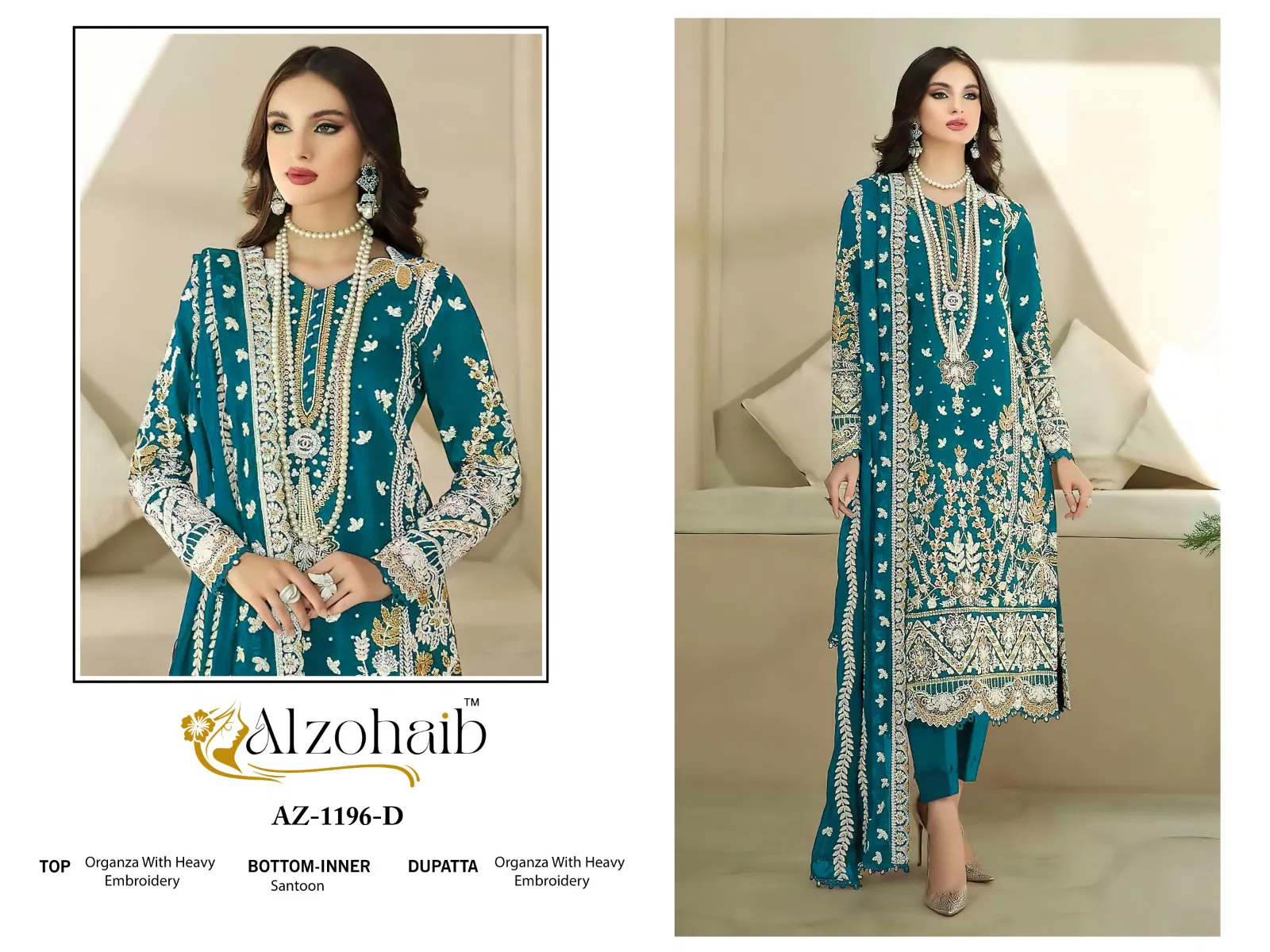 Safa Vol 1 By Alzohaib Organza Pakistani Wholesale Salwar Suits In India
